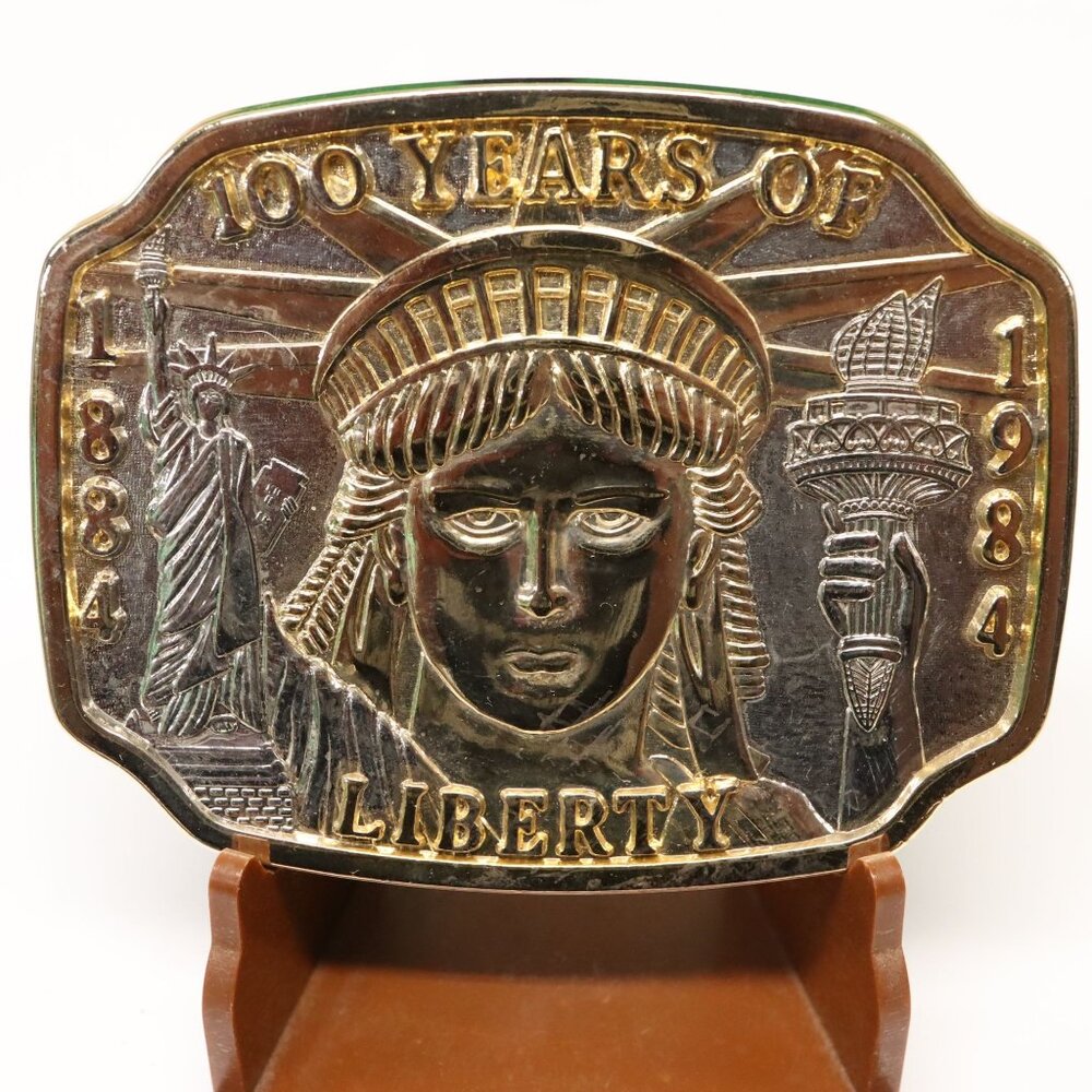 Statue of Liberty 100th Anniversary Belt Buckle VTG 1984 Silver/Gold Tone Metal